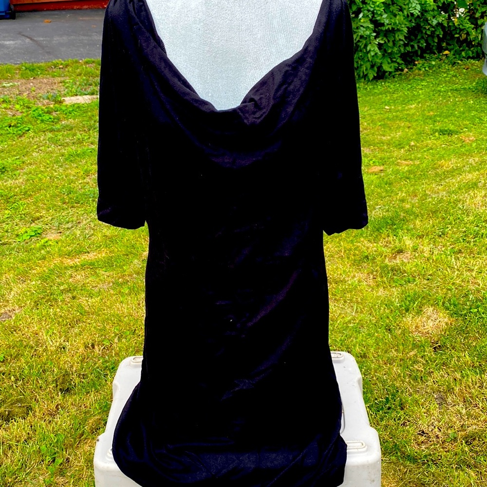 Daisy Fuentes black draped dress
